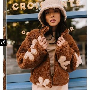 Blank nyc floral teddy jacket